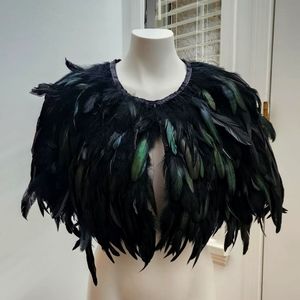 Collection XIIX Black and Green Feathered Capelet